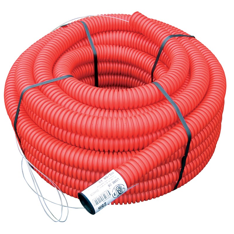 Gaine TPC rouge annelée Ø50 mm 25 m - CNT30063920